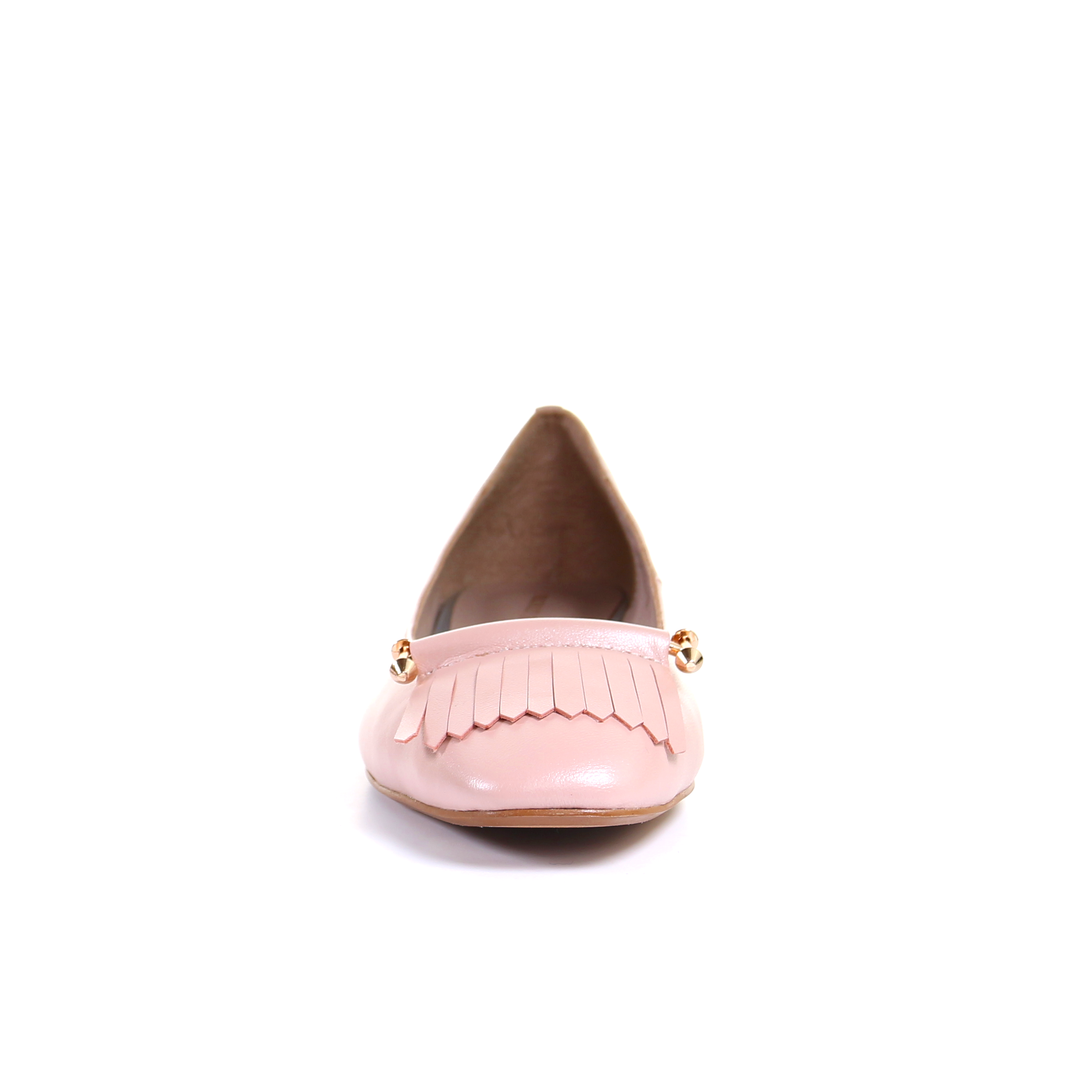 アクセスフリンジ付パンプス【本革】パールピンク